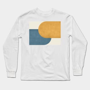 Half Circle Colorblock - Gold Blue and White Long Sleeve T-Shirt